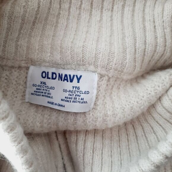 OLD NAVY Shaker-Stitch Half Zip Go-Recycled Pullover Sweater Ivory Sz XXL - Picture 13 of 16